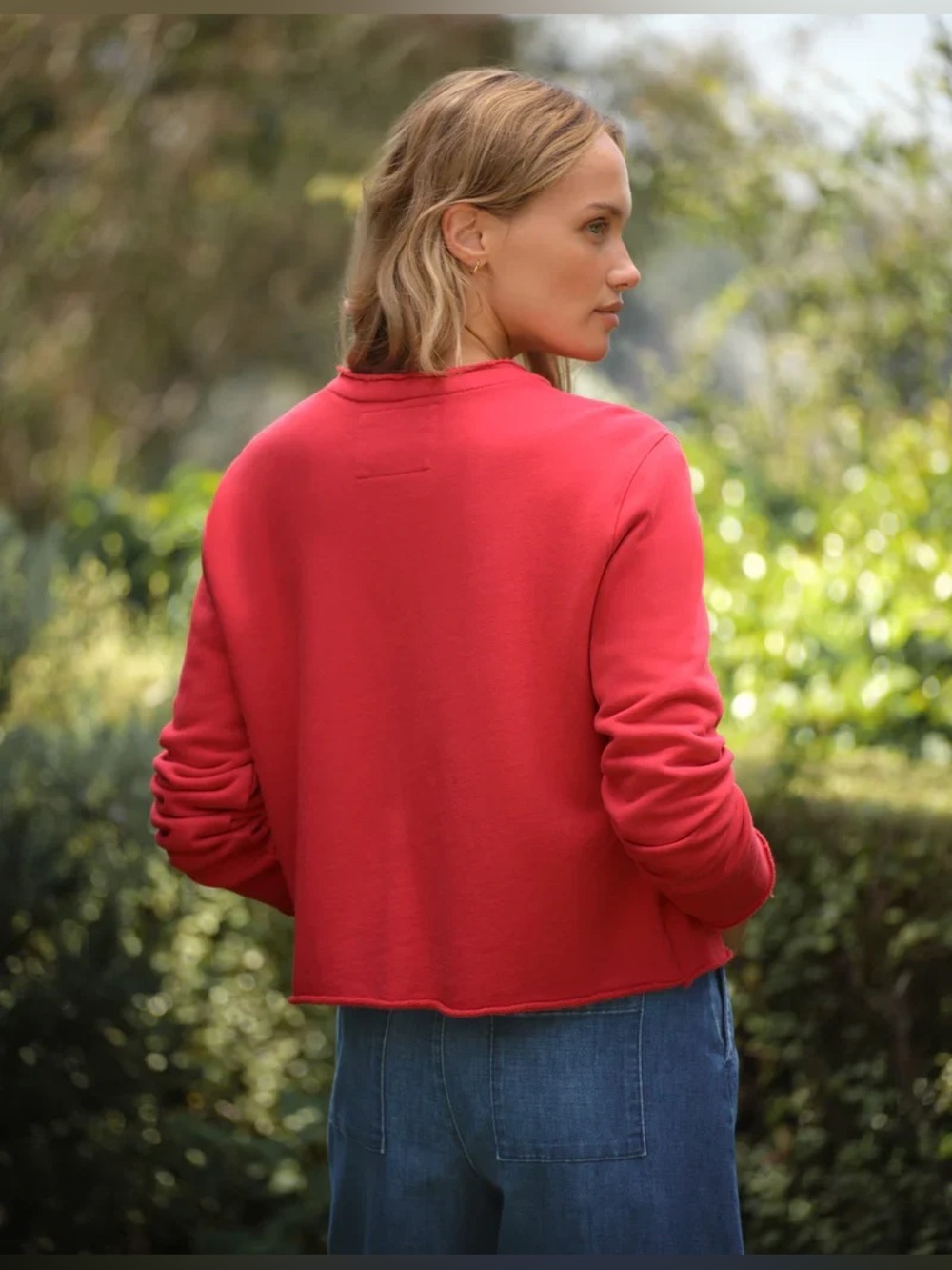 Frank & Eileen Jackie Sweatshirt Cardigan in Cherry Size Small - Picture 2 of 8